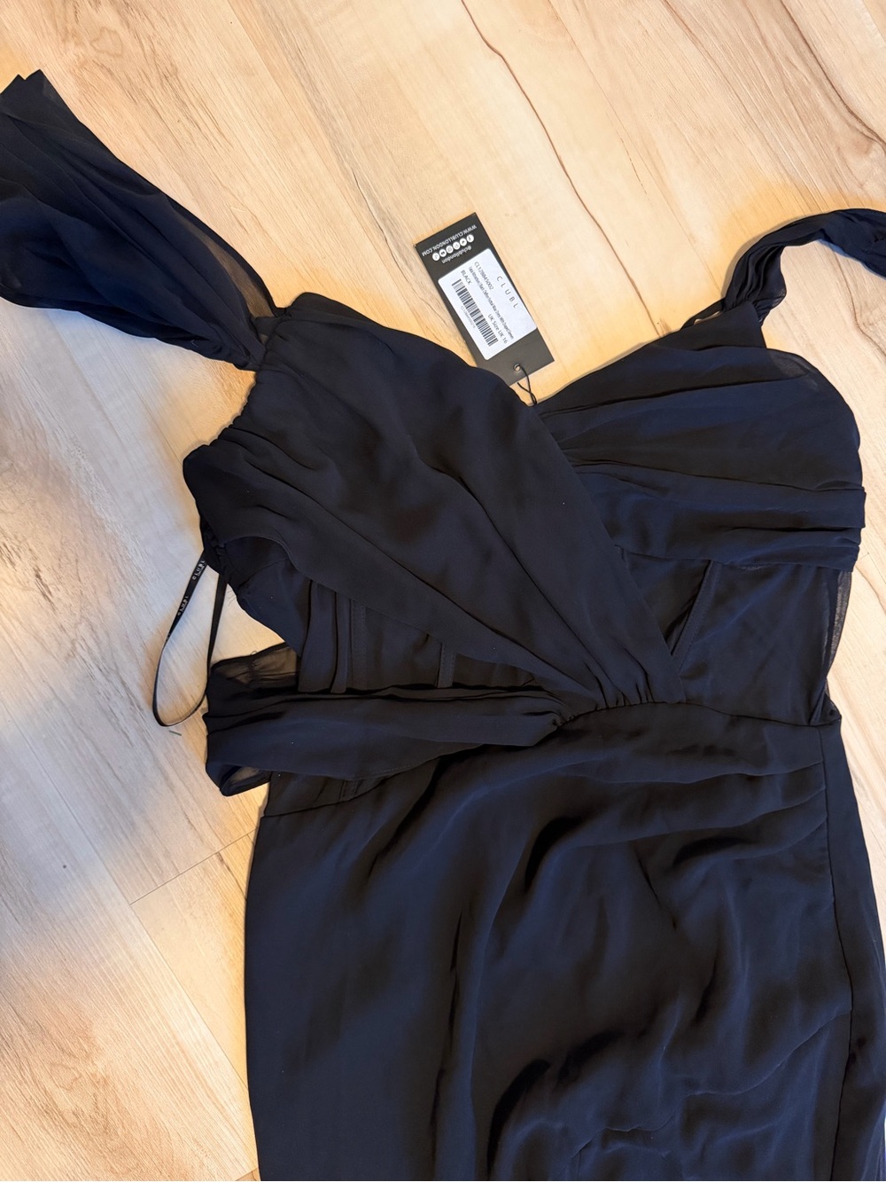 Club L London NWT Black One Shoulder Formal Gown Size 12 - Picture 8 of 9